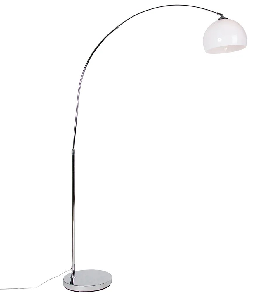 Lampa arc moderna cromata cu abajur alb - Arc Basic