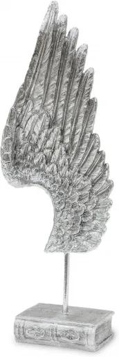 Decoratiune metalica, aripa silver, 60x22x11 cm