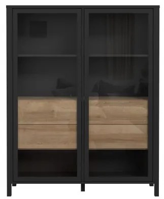 Vitrina High Rock, Negru & Natur, 152.5 x 40 x 121.5 Cm
