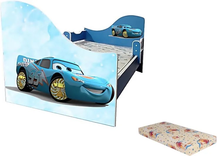 Junior Cars albastru cu saltea inclusa