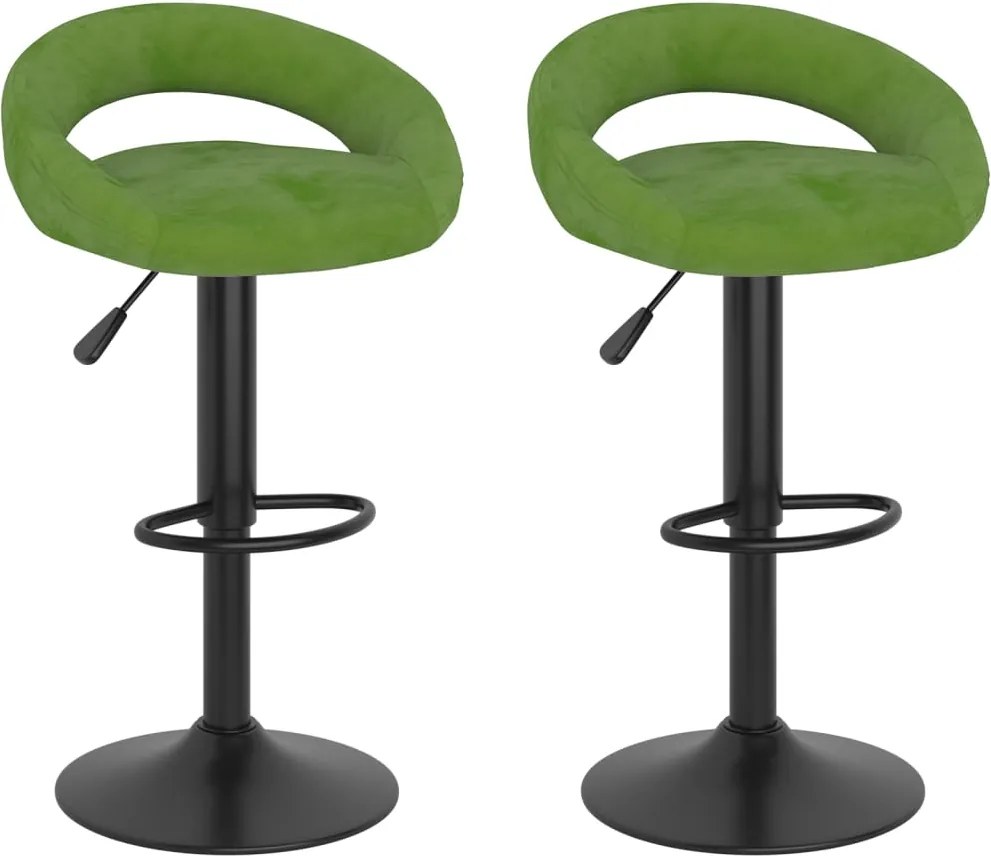 vidaXL Scaune de bar, 2 buc., verde deschis, catifea