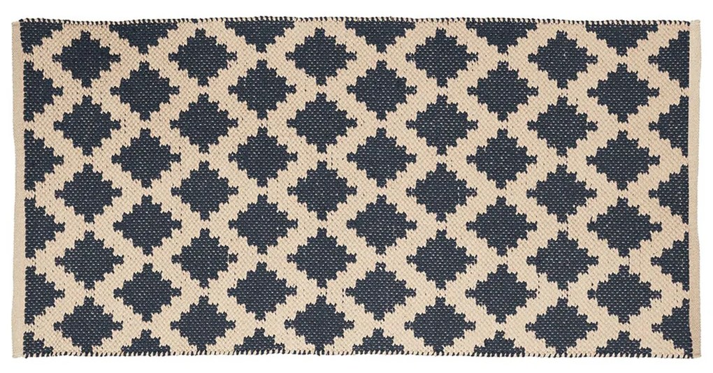 Covor pentru living/dormitor model romburi stilizate bumbac tesut 70 x 140 cm bej/antracit