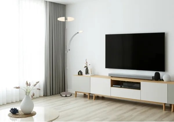 Globo 58909N - Lampă LED de podea dimabilă TIRANA 40W/230V + 5,5W crom mat