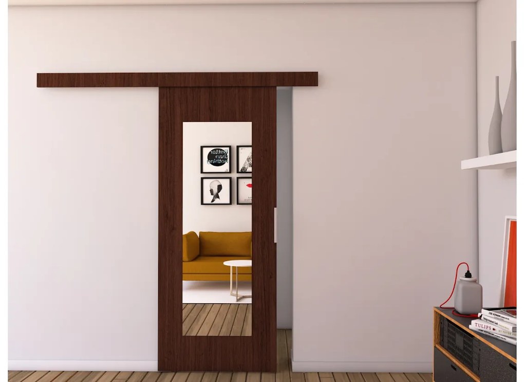 Supermobel Ușă glisantă cu oglindă STANDARD I + amortizor, 96x205, alb