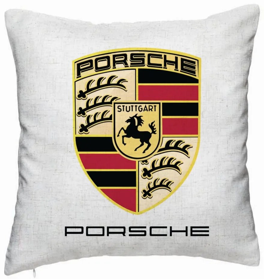 Perna Decorativa, Model Porsche, 40x40 cm, Alb Murdar, Husa Detasabila, Burduf