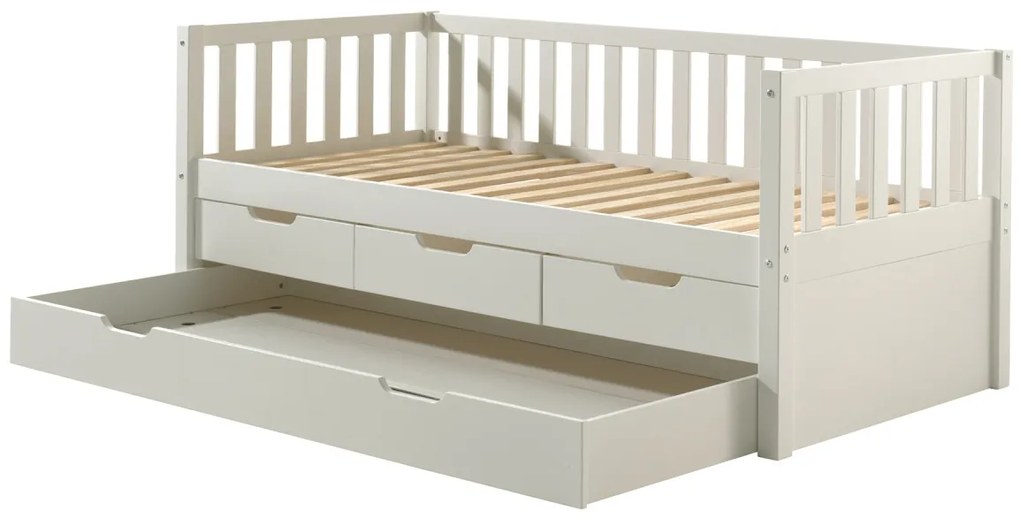 Set Pat Cabină Fritz 90x200 cm cu Sertare, pentru Copii, Alb – Vipack