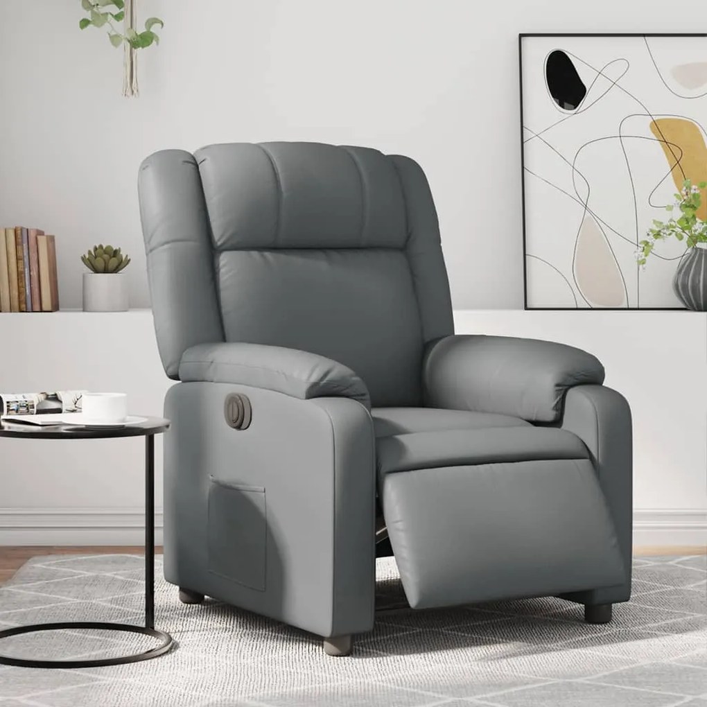 vidaXL Fotoliu rabatabil electric, gri, piele ecologică