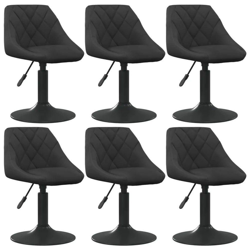 vidaXL Scaune de sufragerie pivotante 6 buc, negru, catifea