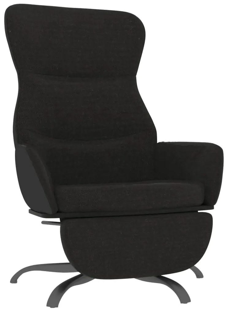 3097470 vidaXL Scaun de relaxare cu taburet, negru, material textil