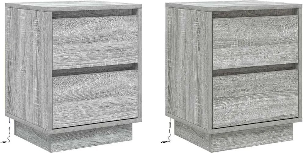 vidaXL Dulap de noapte 2 pcs Gri 39 x 34,5 x 50 cm Lemn compozit