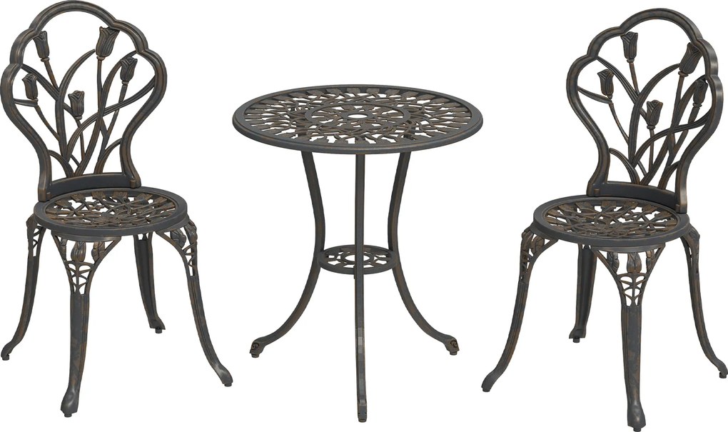 Outsunny Set de Gradina 3 Piese din Aluminiu cu 2 Scaune | Aosom Romania
