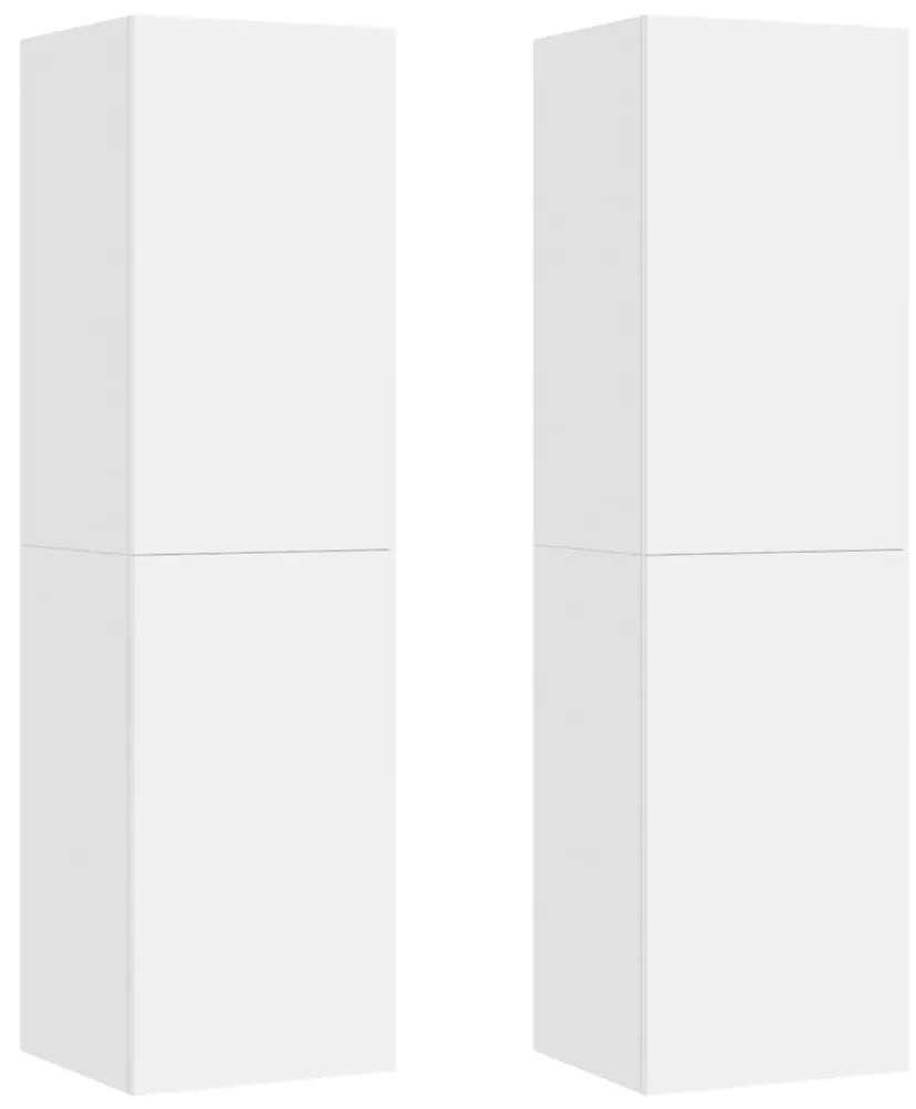 803363 vidaXL Comode TV, 2 buc., alb, 30,5x30x110 cm, lemn prelucrat