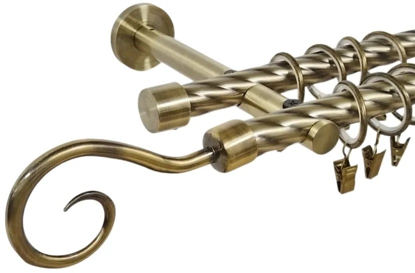 Galerie dubla twist prindere perete picior universal hak 19/19 aur antic (Alege marime: 400 cm)