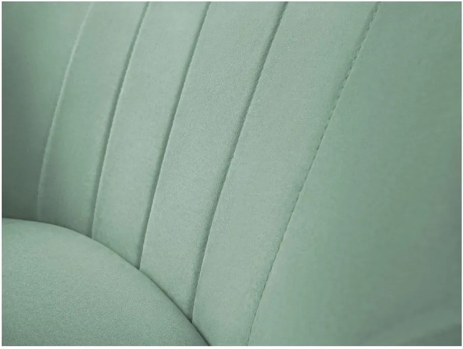 Fotoliu cu tapițerie din catifea Mazzini Sofas Sardaigne, verde mentol