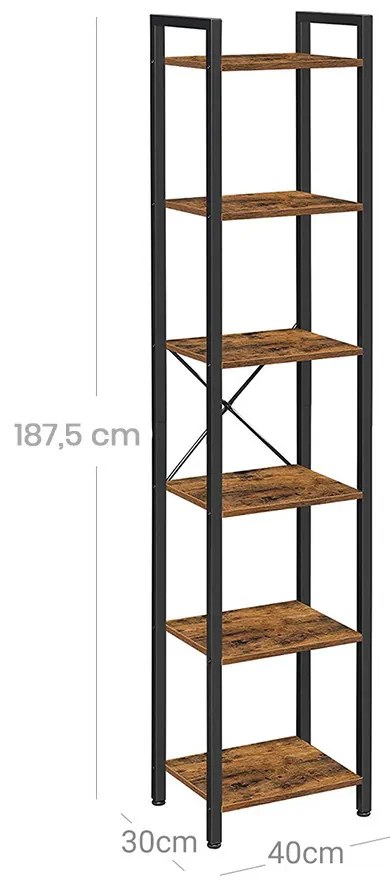 Raft deschis cu 6 niveluri 40x30x187,5 cm