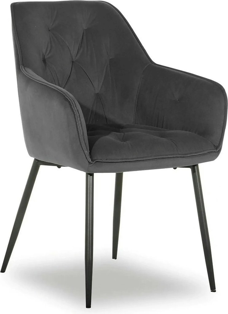 Scaun BEL NEW, gri inchis/negru, stofa catifelata/metal, 58x63x86 cm