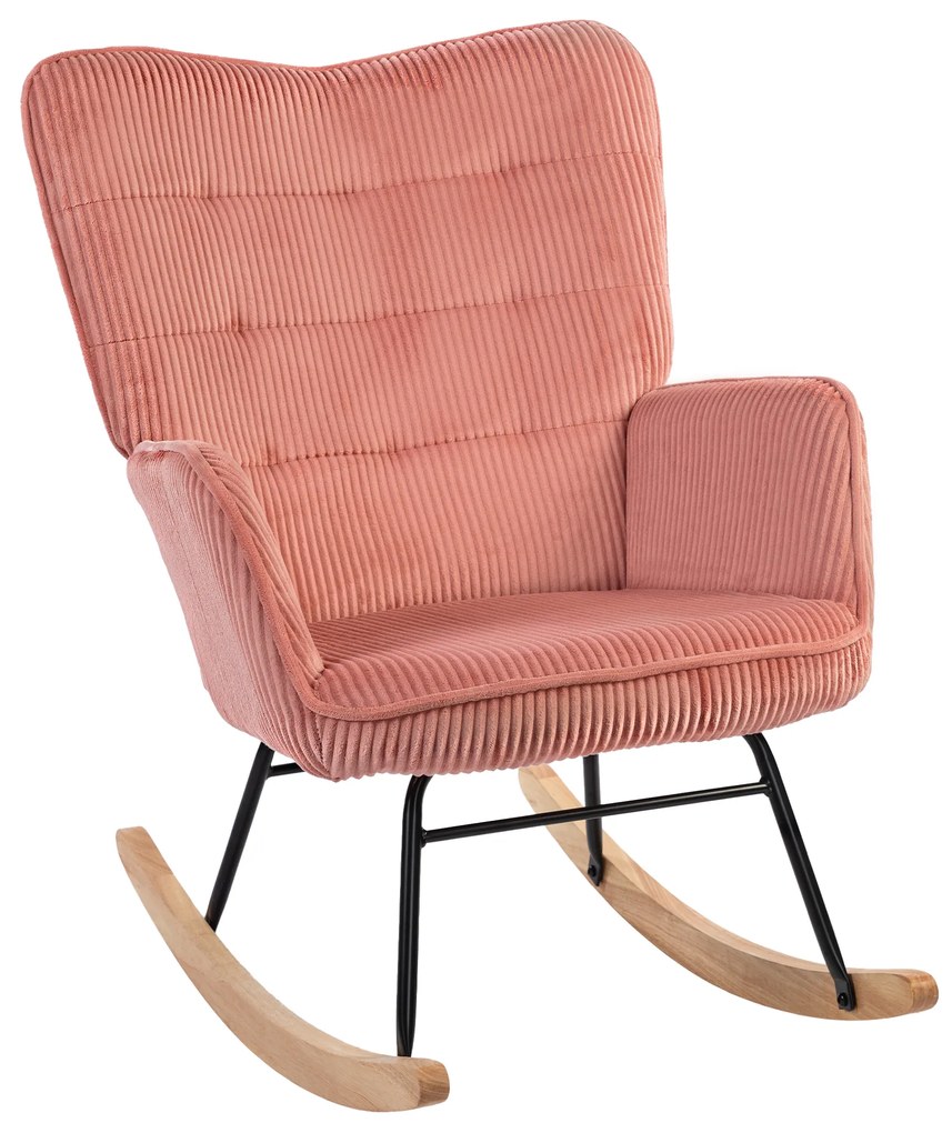 HOMCOM Fotoliu cu leagăn, Fotoliu de relaxare, Scaun cu leagăn, rezistent până la 120 kg, Poliester, 98 x 71 x 101 cm, Roz | Aosom Romania