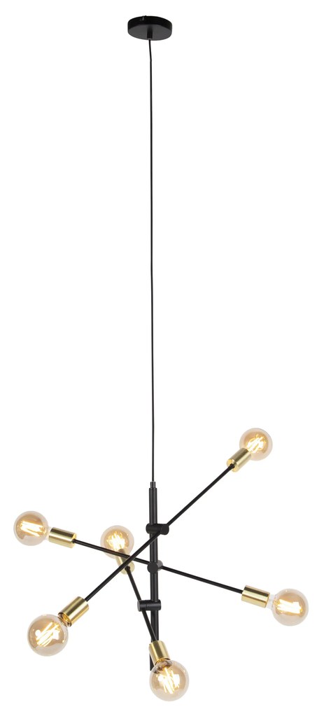 Lampă suspendată industrială neagră și aurie 78 cm 6 lumini - Sydney