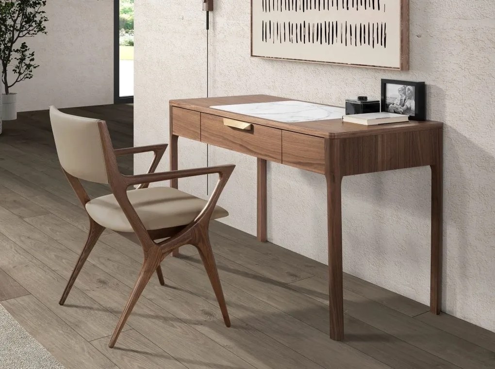 Scaun cu brate din lemn si piele sintetica Mink