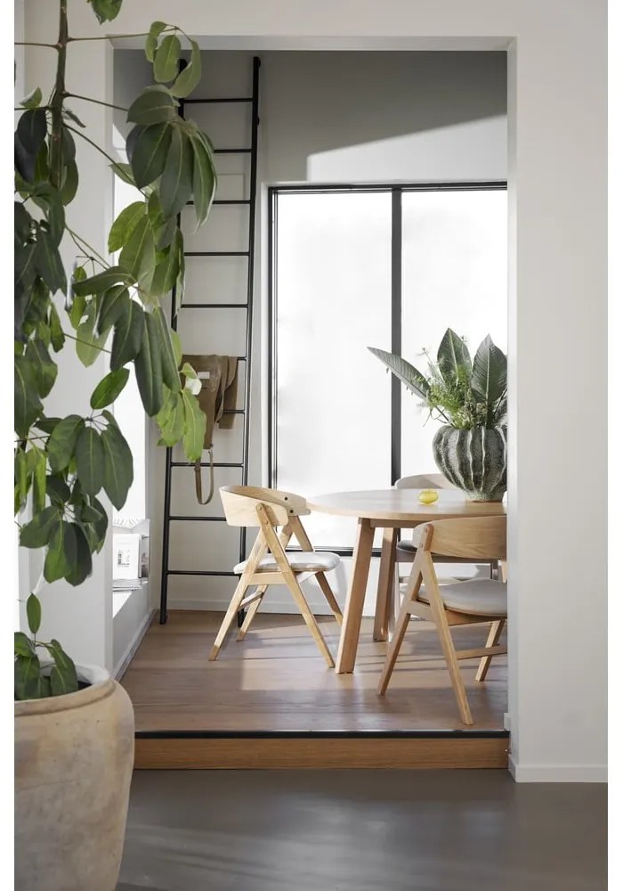 Masă de dining natural rotundă extensibilă cu aspect de lemn de stejar ø 130 cm Glenside – Rowico