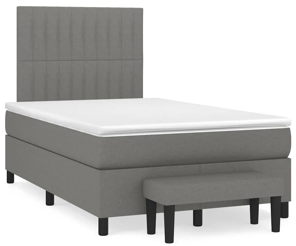 vidaXL Pat box spring cu saltea, gri închis, 120x190 cm, textil