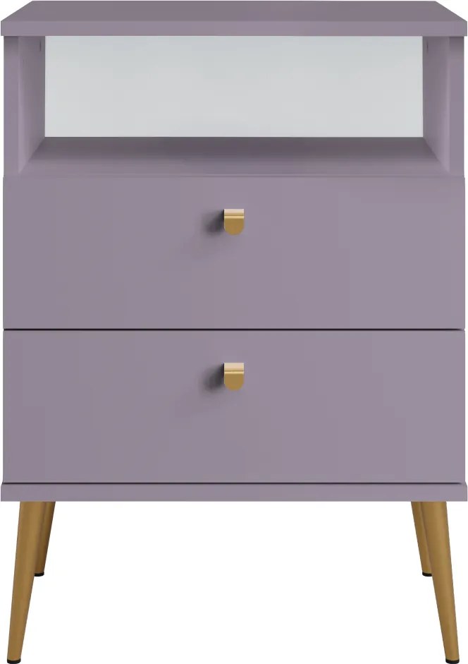 Noptieră cu 2 sertare, violet/auriu, IGNE TYP 2