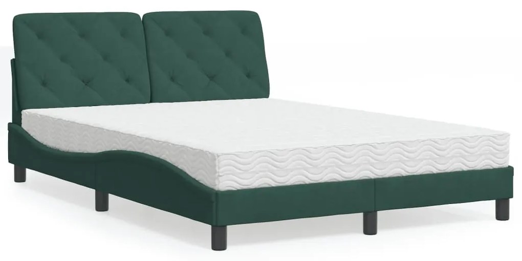 vidaXL Pat cu saltea, verde închis, 120x200 cm, catifea