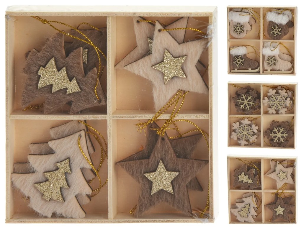 Set 8 decoratiuni Woody Winter 13 cm - modele diverse