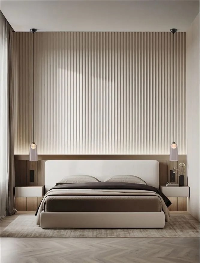 Pendul LED modern, Metal, Negru, Acrilic, DIONE