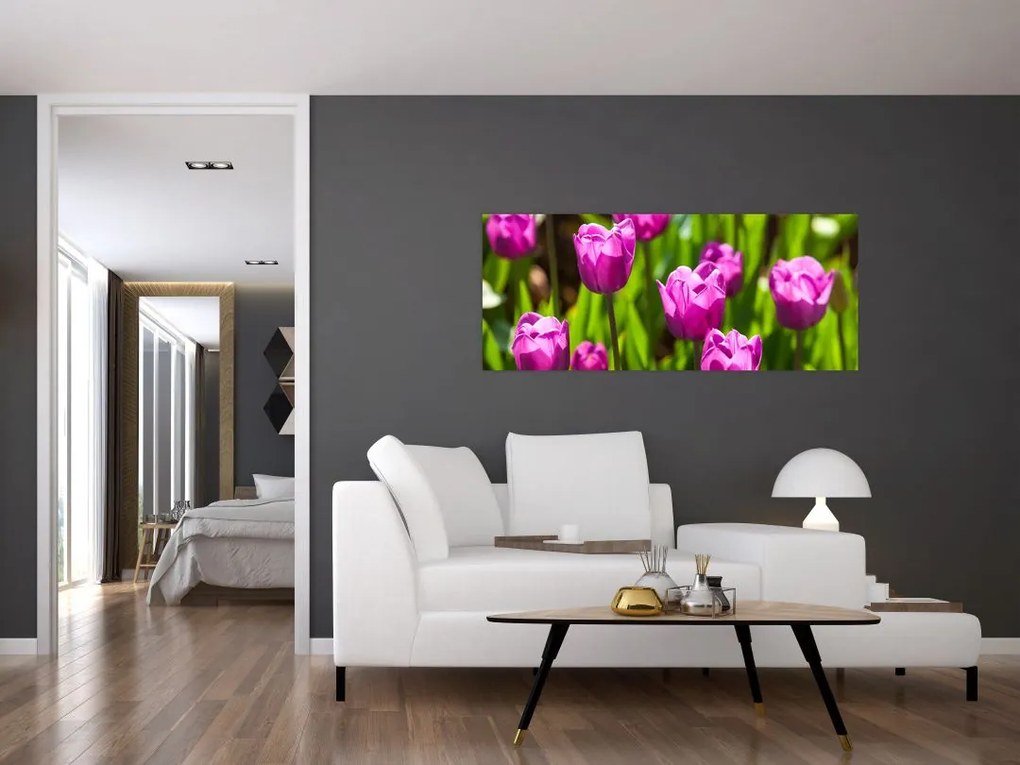 Tablou cu lale pe luncă (120x50 cm)