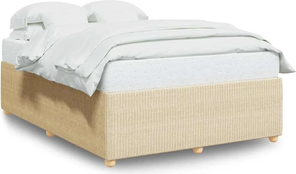 vidaXL Cadru de pat fără saltea, crem, 140x190 cm, textil