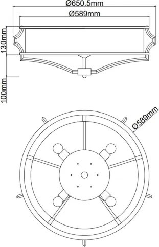 Open Design OR84436 - Plafonieră STESSO, 4 x E27, 12 W, 230 V, Ø 65 cm, alamă/alb