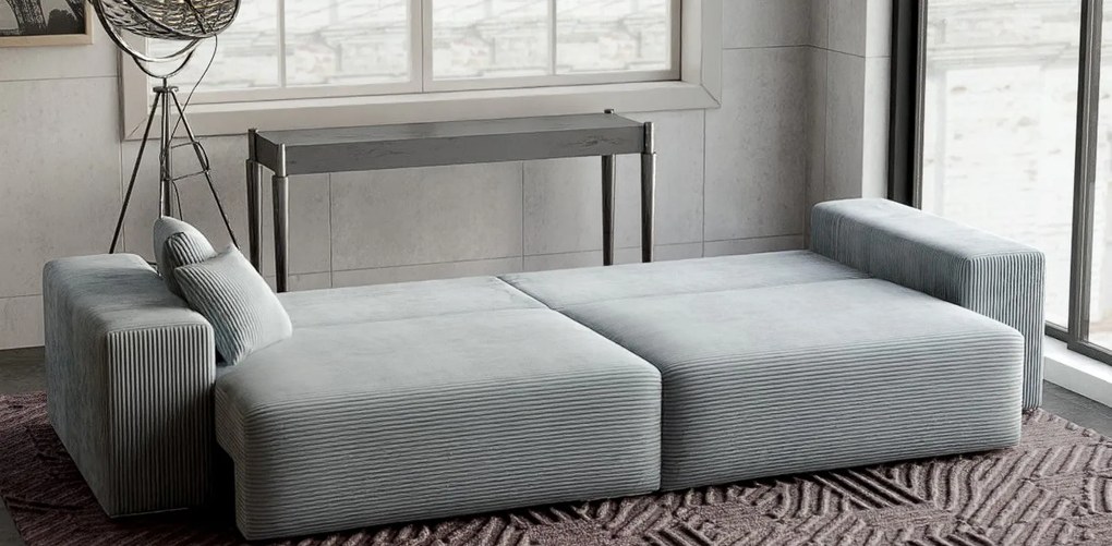 Canapea extensibilă dumonde cu ladă de depozitare si sezut confortabil din spuma high-density, Marbela Zoom Grey XXL 295x100 cm