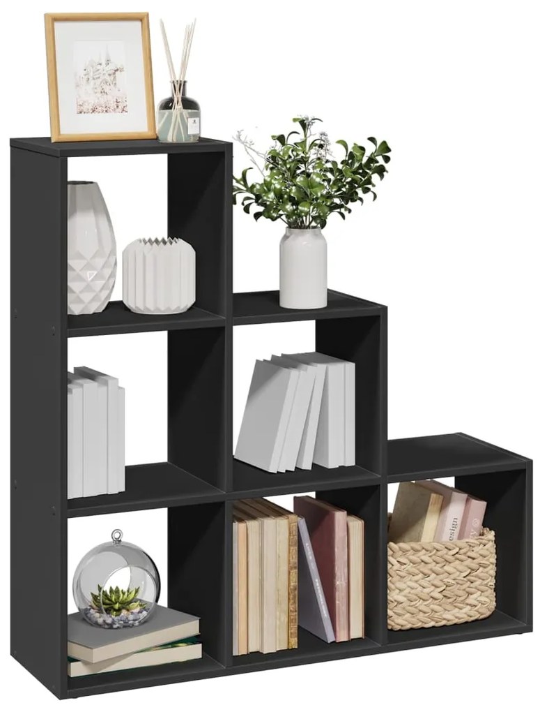vidaXL Bibliotecă/separator cameră, 3 niveluri, negru 99x29x99 cm lemn