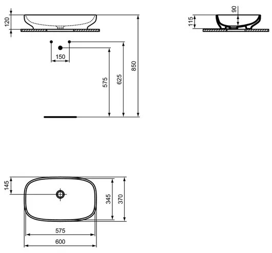 Lavoar pe blat Ideal Standard i.life B alb 60 cm