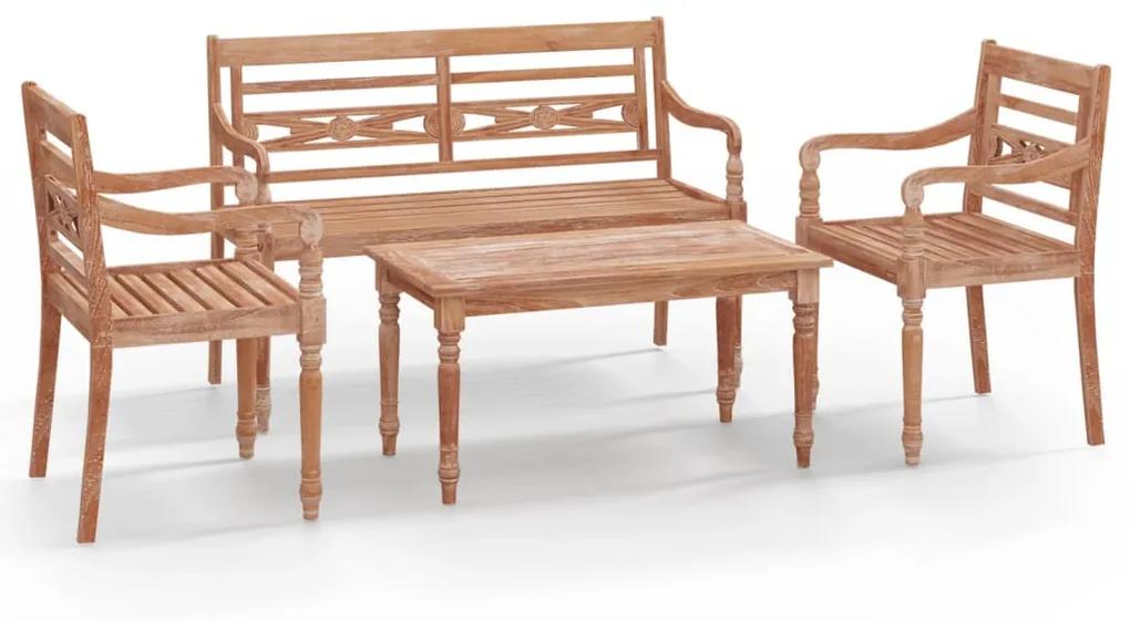3100780 vidaXL Set mobilier de grădină, 4 piese, lemn masiv de tec