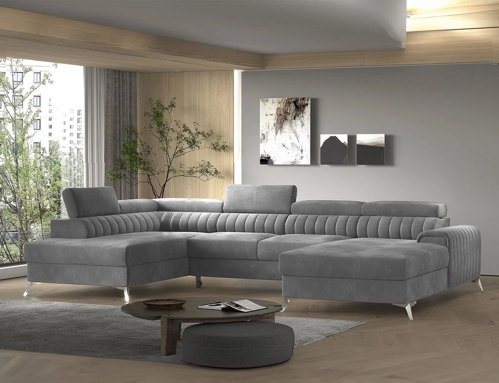 Colțar lemn masiv Formă U Extensibil Levi 347x202cm - Gojo 101, Dreapta