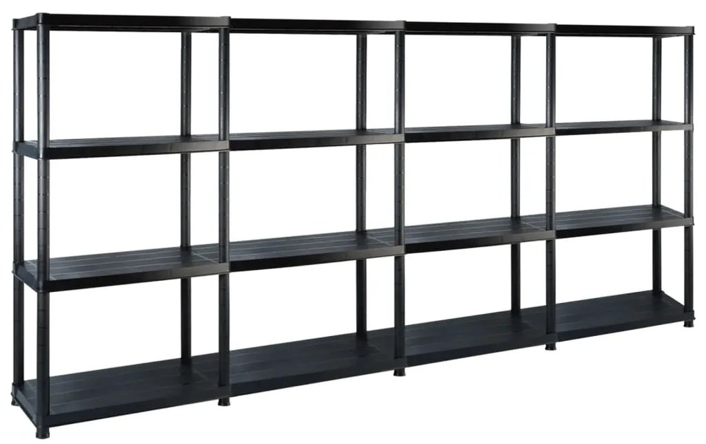 vidaXL Raft de depozitare cu 4 polițe, negru, 244x30,5x130 cm, plastic