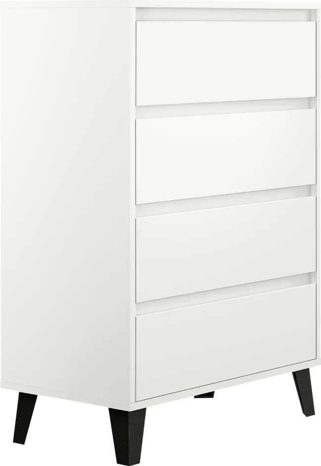 Comodă, albă, BOGAN NEW 4S70