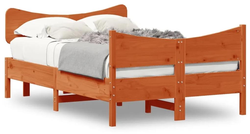 3216401 vidaXL Cadru de pat cu tăblie, maro ceruit, 120x190 cm, lemn masiv pin