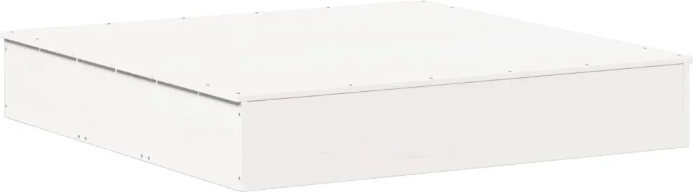vidaXL Groapă de nisip cu capac, alb, 111x111x19,5 cm, lemn masiv pin