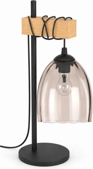 BRILAGI - Lampă de masă WOOD GLASS 1xE27/40W/230V maro/negru/bej fumuriu