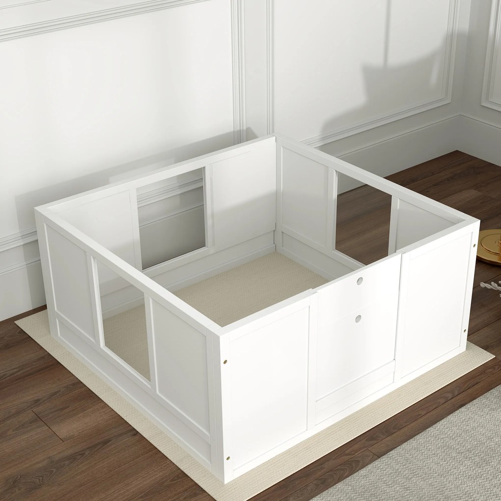 PawHut Cușcă pentru pui pentru câini mici și de talie medie, cușcă de fătare pentru câini cu intrare ajustabilă, tampoane antiderapante, Alb | Aosom Romania