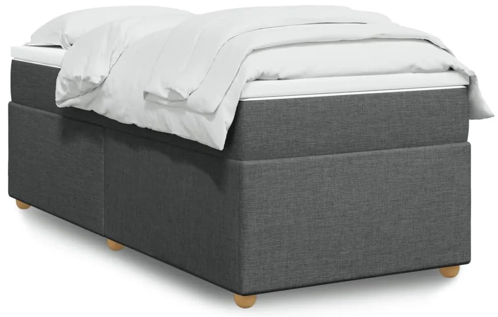 vidaXL Pat box spring cu saltea, gri închis, 90x200 cm, textil