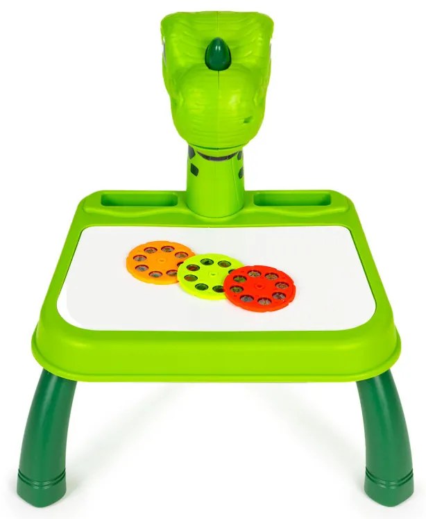 Planșă de desen dinozaur proiector 12 markere 24 modele verde