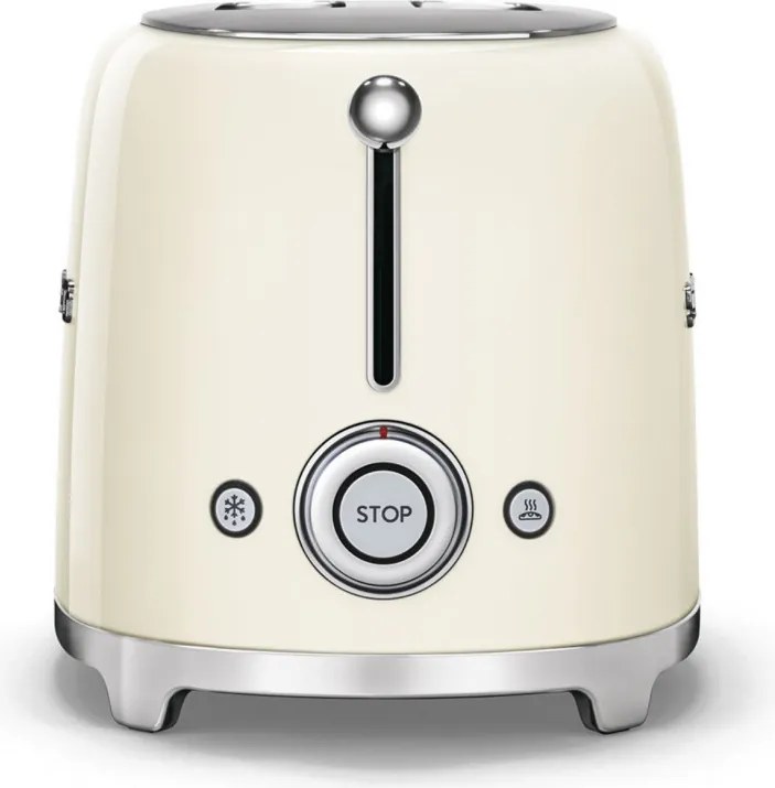 Prajitor de paine SMEG 50's Style TSF01CREU, 950 W, 2 felii, 6 trepte, Tava pentru firimituri, Cablu integrat, Otel inoxidabil, Crem
