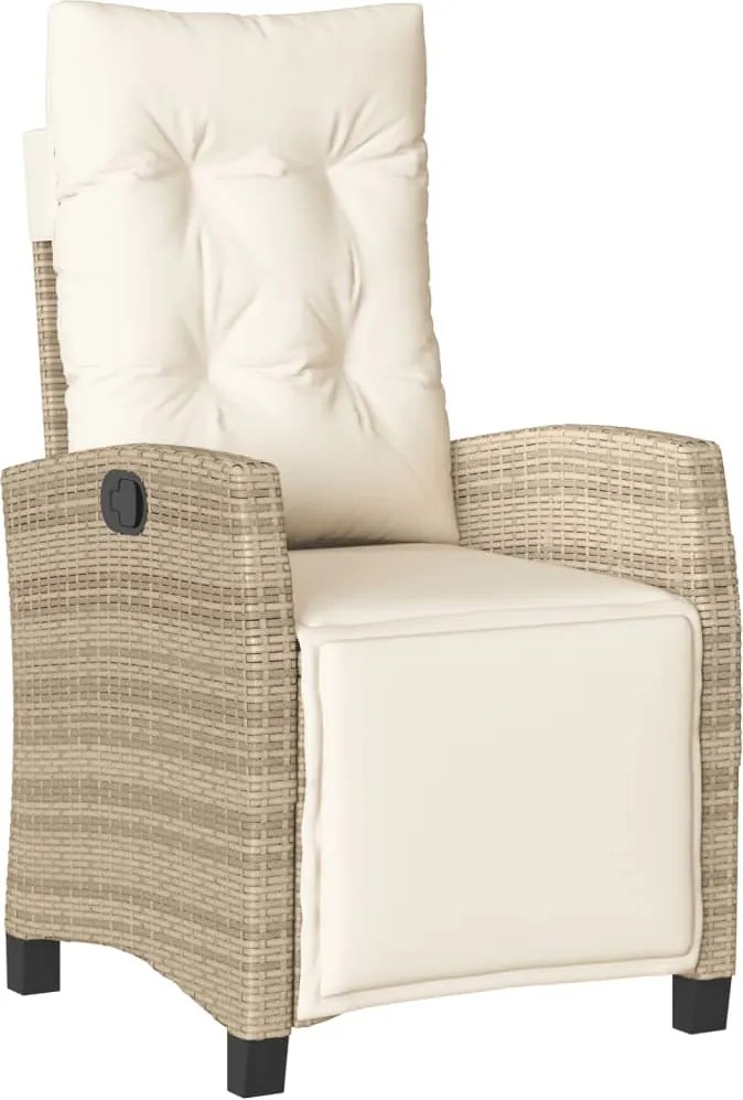 vidaXL Scaun de grădină rabarabil cu suport picioare, bej, poliratan