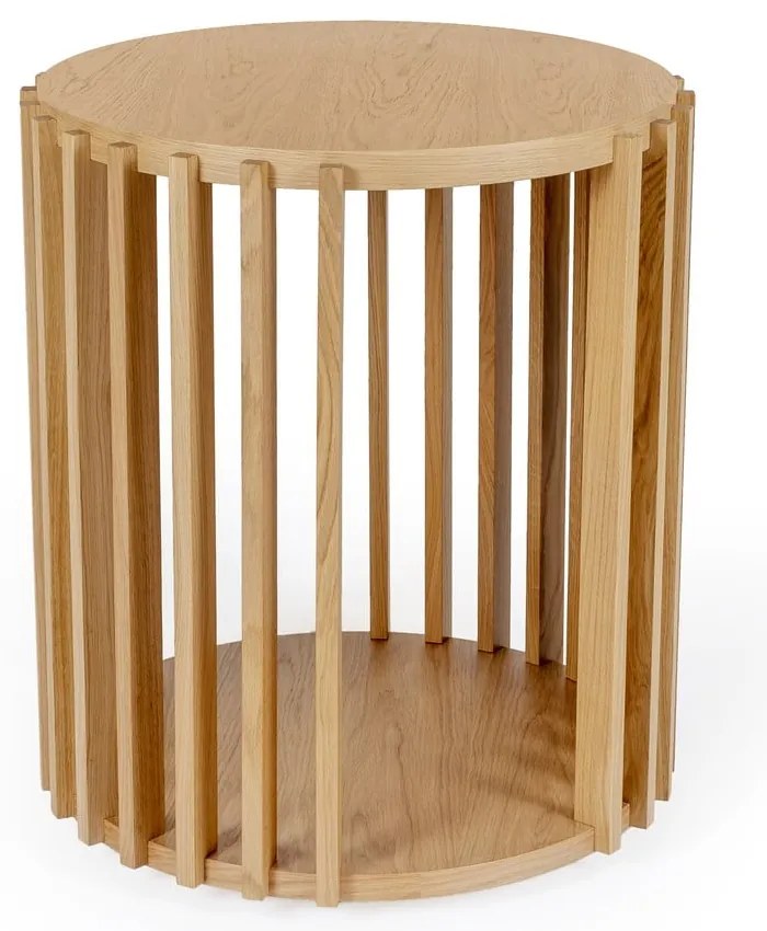 Măsuță auxiliară din lemn de stejar Woodman Drum, ø 53 cm