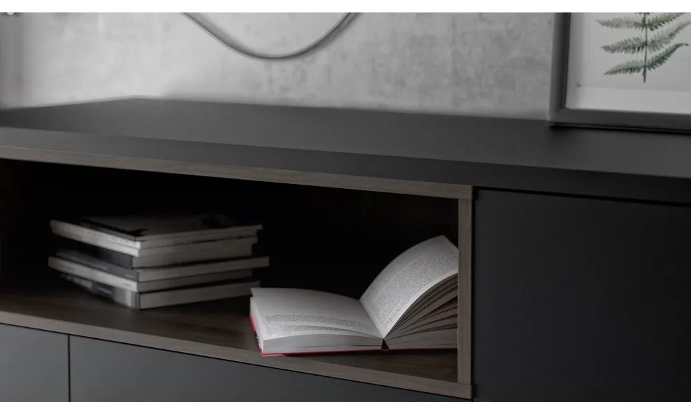 Comodă neagră 176x90x49 cm Roomers – Tvilum