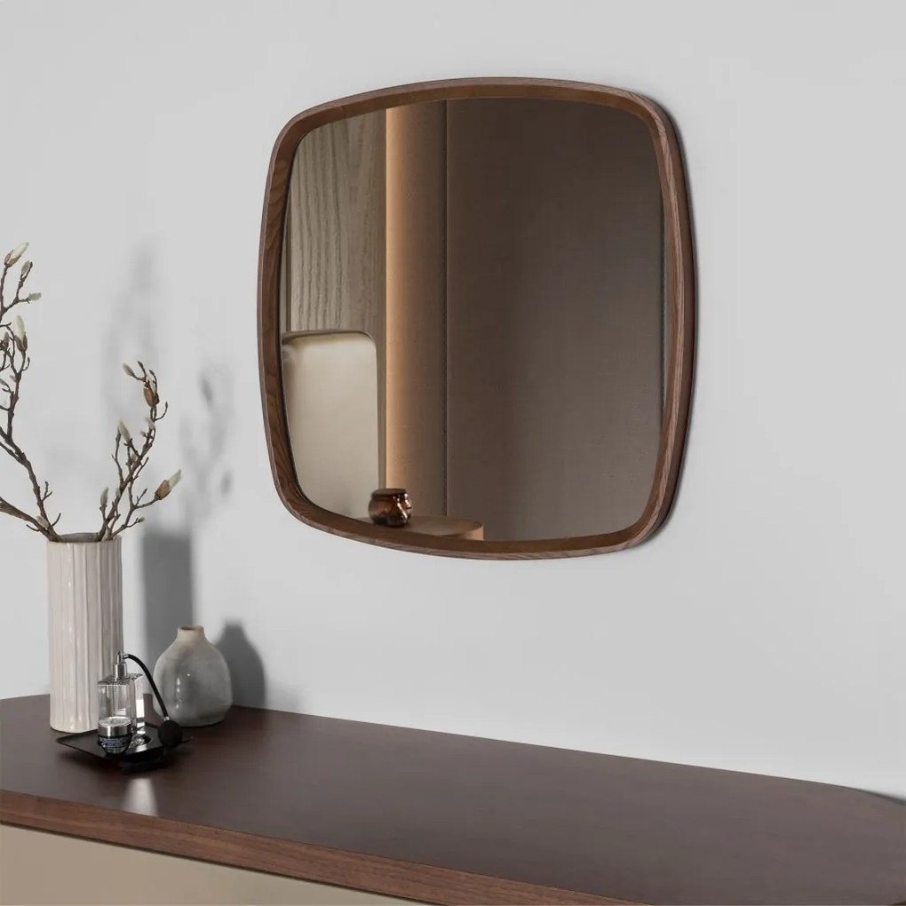 Oglinda decorativa design LUX Walnut Square 65x65cm
